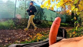 Stranger MILF in the park gets her tits smashed by my dick