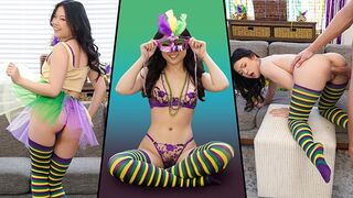 Petite Asian teen Lulu Chu gets fucked on Mardi Gras