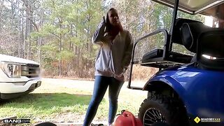 Our mechanic had a stroke of luck with a busty blonde babe, Bailey Brooke
