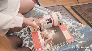 Lesbian beauties study Kama Sutra before enjoying each other’s company