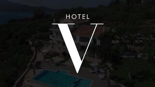 A girl is having fun with a bartender in the hotel