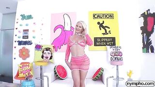 Skinny blonde takes a messy creampie from Slimthick Vic in intense nympho action