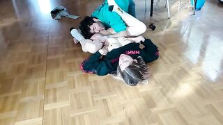 Horny GF gets fucked on the floor, squirts, receives a huge load