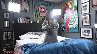Beautiful brunette Dharma Jones' big dick sucking skills are legendary