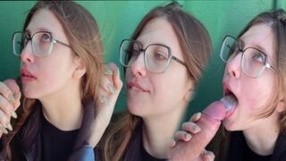 Public blowjob with a 60fps camera captures every detail in stunning quality