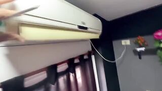 A woman has no money to pay for the AC repairman, so she fucks him hard