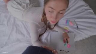 Cute stepsister tries blowjob for the first time