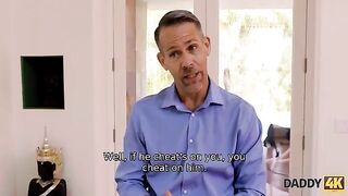 The girl seduces her boyfriend’s dad, fed up with his egoism