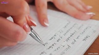 The teacher got a squirt from a naughty student during Spanish lesson