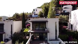 Two stunning babes, Lena Love and Arteya, enjoy sensual lesbian sex on a lazy morning