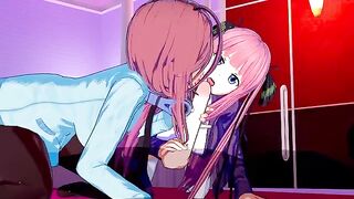 A super hot threesome scene with Miku and Nino in 3D Hentai