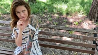 I undress in the park and play with my pussy, then continue in the car
