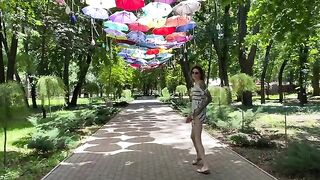 I undress in the park and play with my pussy, then continue in the car