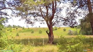 A girl in public rubs herself and gets cum inside her