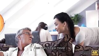 Old guy seduced his son’s GF to make love in a steamy scene