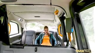 Redhead slut Kiara squirts taxi driver's dick with pussy juice