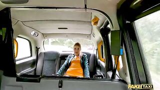 Redhead slut Kiara squirts taxi driver's dick with pussy juice