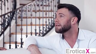 Sneaky beauty surprises her BF with a seductive threesome erotic video