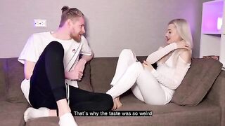 The girl accidentally smoked weed with her stepbrother and received a huge cumshot