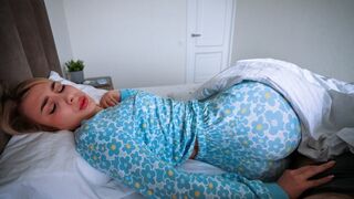 My step mom, a real stunner, wakes me with a bang in the sheets