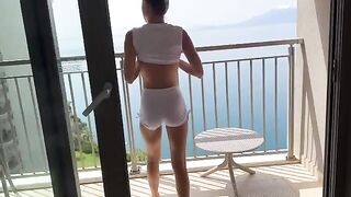 A hot petite girl, probably Gina Gerson, has sex with a girl in the shower