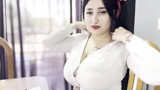 A hot girl is trying to pass the math subject with her teacher
