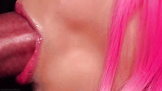 The best milky sensual blowjob for your hard dick with pink hair and delicious cum in mouth ASMR 4K