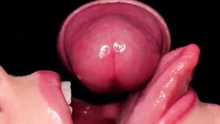 CLOSE UP: The best free sloppy mouth for your cum! Use the cum dumpster! Hot cock sucking ASMR - blowjob