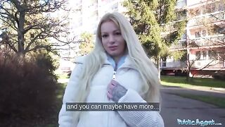 German blonde MILF gets creampied in public for cash