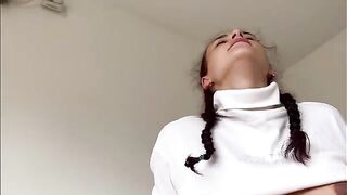 A man fucks a pregnant stepsister with a big belly and gets cum in her pussy