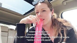 I tried the biggest sex toy I've ever owned in my car's backseat!!