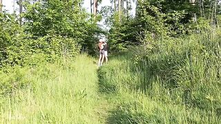 A couple has a deep sex experience in the forest, rough and risky