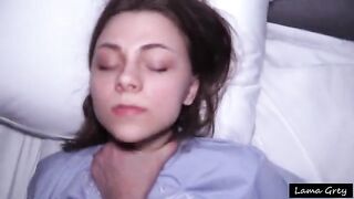 A young, cute girl gets fucked hard in the missionary position until she cums