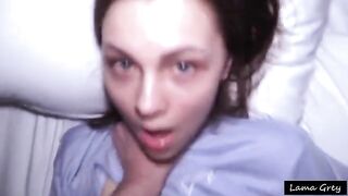 A young, cute girl gets fucked hard in the missionary position until she cums