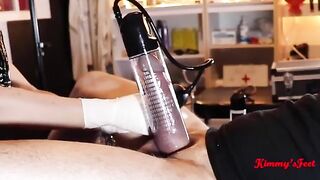 The cock gets pumped and the cum is released in a burst