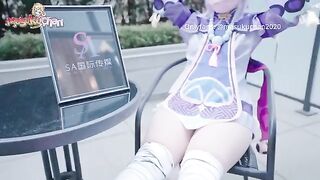 Qiqi gets her pussy filled with cum after a dirty massage, showcasing her thick thighs
