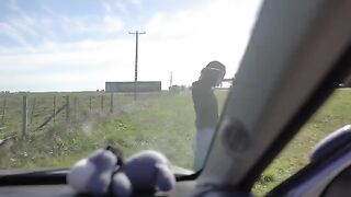 Petite teen got horny on a road trip and sucked my cock openly