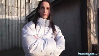 A sexy brunette picks up a guy in the street for hard sex in a basement