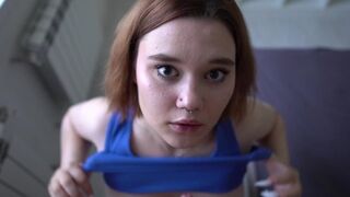 The slut has a big hole, which she likes to fill with sticky saliva