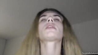 Cute teen with small tits and pink pussy gets fucked hard on bed