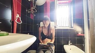 My dirty friend screwed me on the bathroom floor