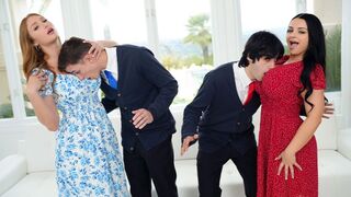 The stepbrothers did not work and girls were not talking to them, so the sexy stepmothers decided to teach them