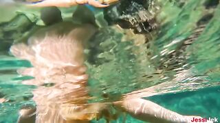 Underwater anal sex adventure with blonde babe JessiJek on a beach