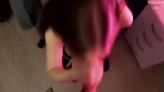 Roommate seduced by a girl in a skirt and shoes