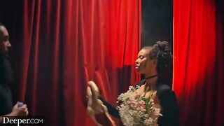 Kinky burlesque dancer Kira gets creampied at a wild party