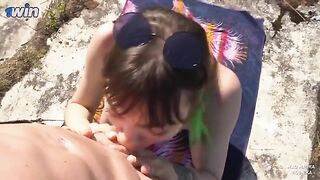 A hot brunette had to please the guard of the fort for her freedom