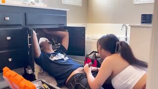 The Asian girl got fucked by a repairman with a big dick