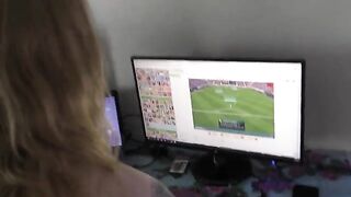 A teenage slut gets fucked while playing video games at home