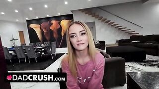Two stepdaughters competing to ride their dad’s big cock