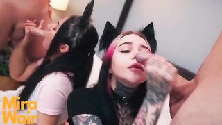 Two kitties get cum in ass in intense Anna Batman scene